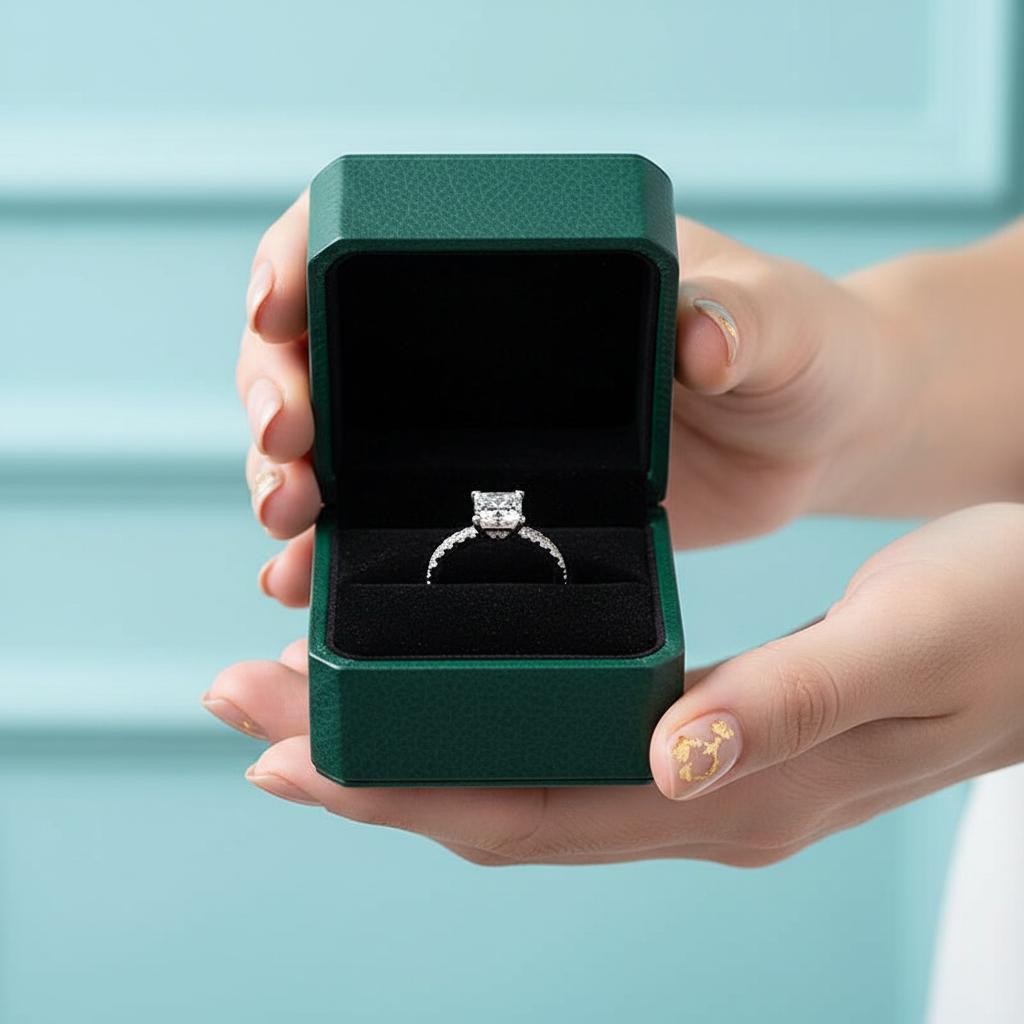 1ct 5.5mm Princess Cut Diamond Option Engagement Ring - Evani Naomi Jewelry