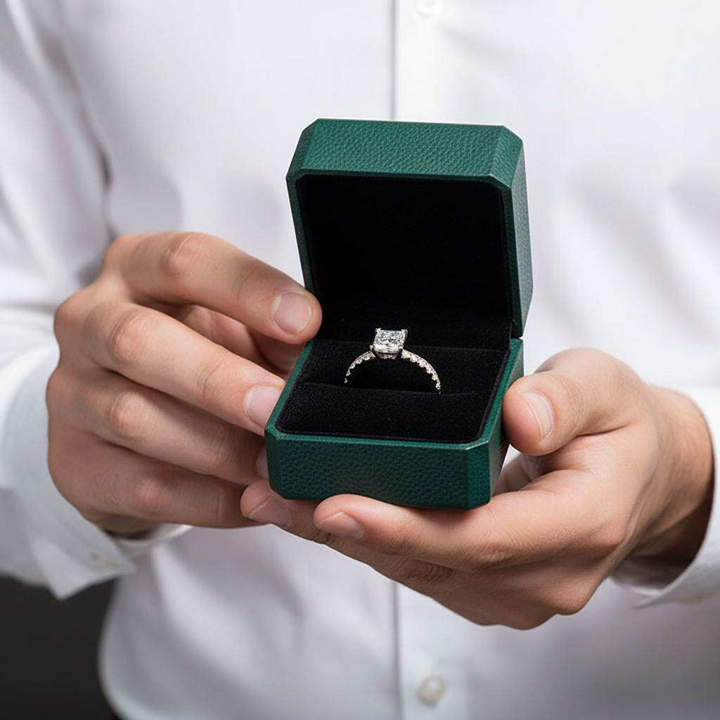 1ct 5.5mm Princess Cut Diamond Option Engagement Ring - Evani Naomi Jewelry