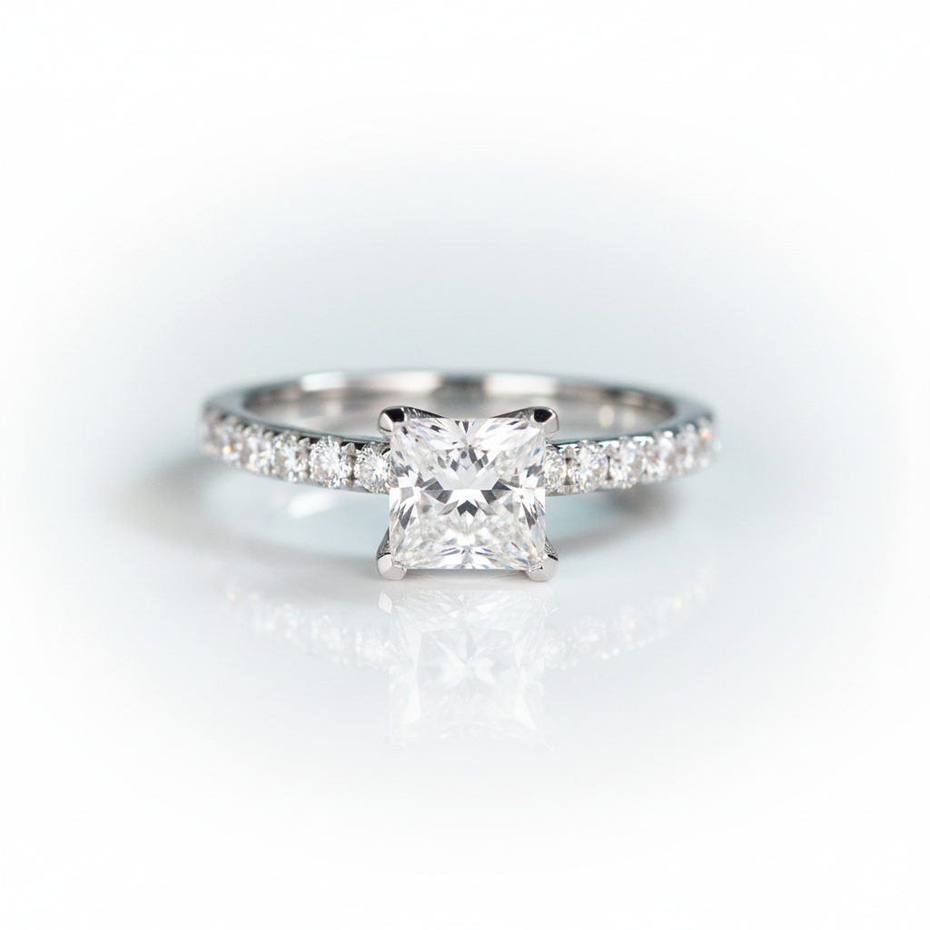 1ct 5.5mm Princess Cut Diamond Option Engagement Ring - Evani Naomi Jewelry