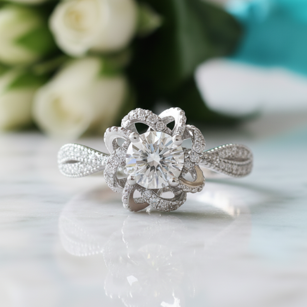 1ct 6.5mm Round Cut Diamond Wedding Ring-Evani Jewelry