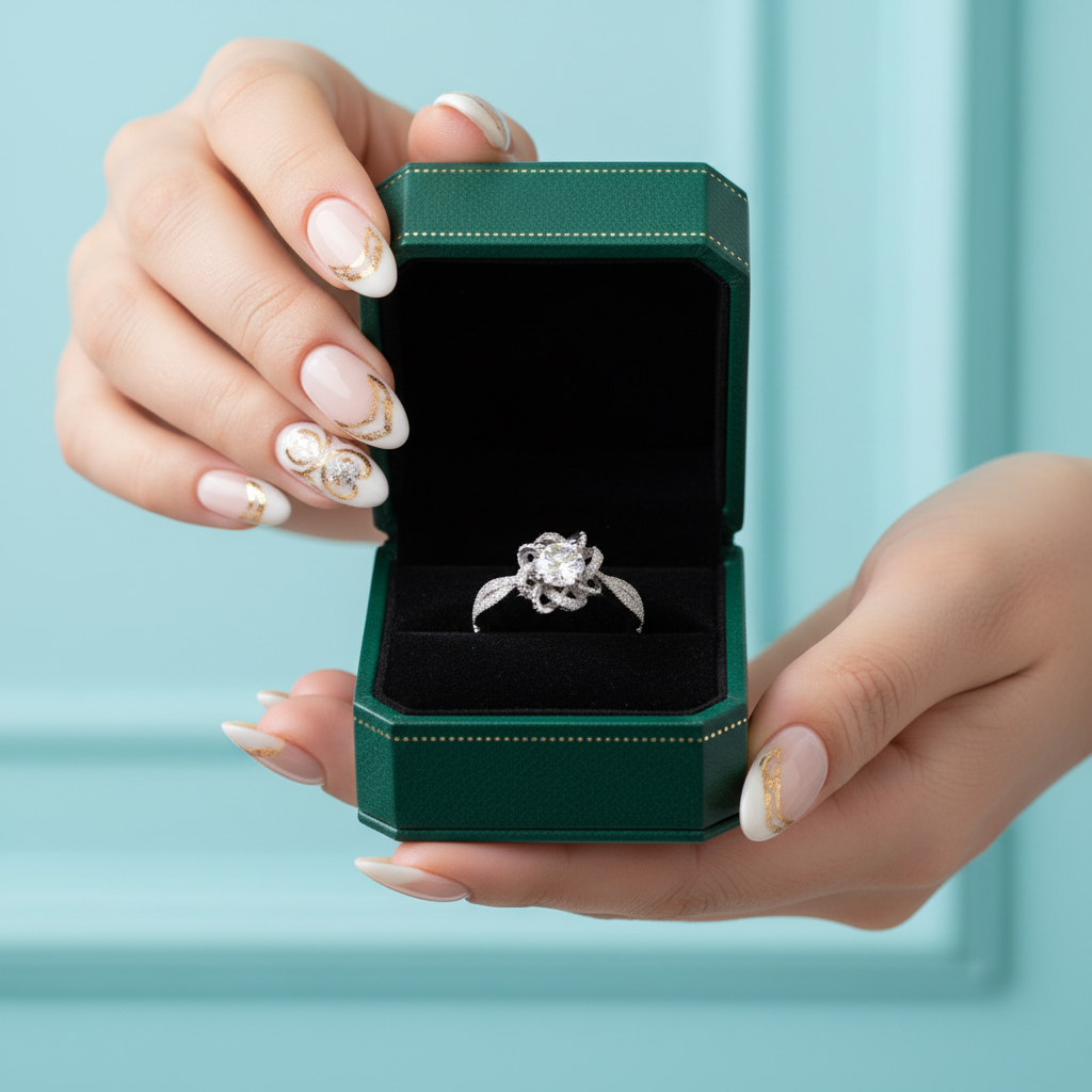 1ct 6.5mm Round Cut Diamond OptionWedding Ring - Evani Naomi Jewelry