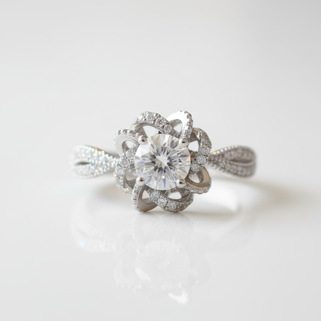 1ct 6.5mm Round Cut Diamond OptionWedding Ring - Evani Naomi Jewelry
