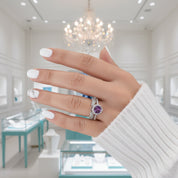 Forever Bloom- Round Cut Moss Agate & Alexandrite Rings-Evani Jewelry