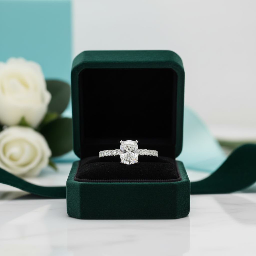 1ct Cushion Cut 14K Diamond OptionEngagement Ring - Evani Naomi Jewelry