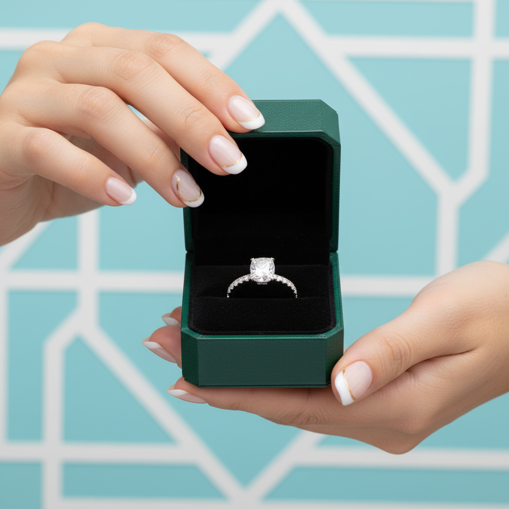 1ct Cushion Cut 14K Diamond Option Engagement Ring - Evani Naomi Jewelry