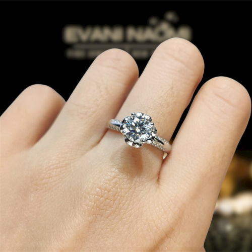 1ct Diamond Rose Bud White Gold Engagement Ring-Evani Jewelry