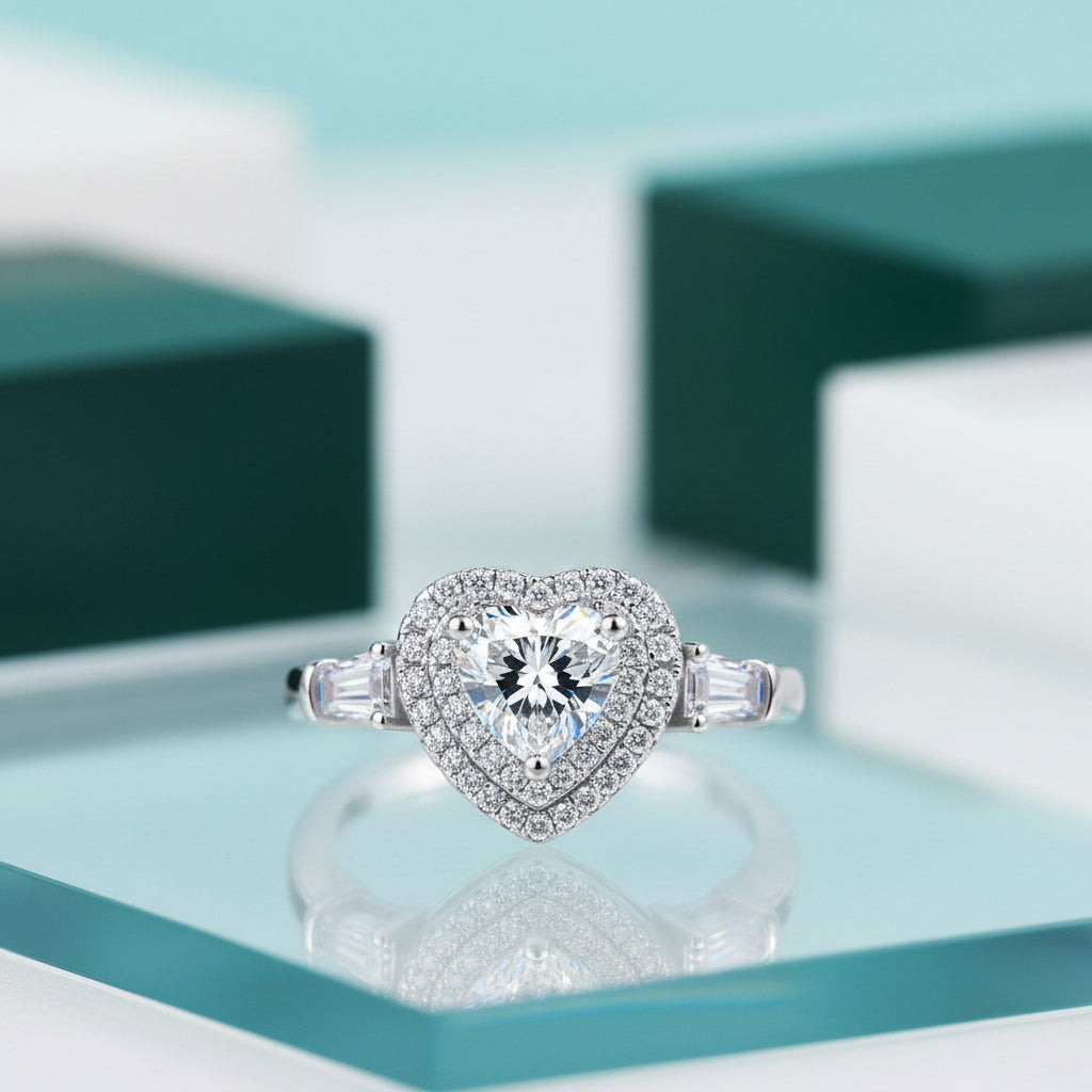 1ct Heart Cut Diamond Engagement Ring-Evani Jewelry