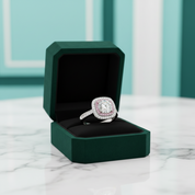 1ct Round Cut Diamond OptionDouble Halo Engagement Ring - Evani Naomi Jewelry