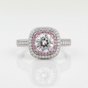 1ct Round Cut Diamond OptionDouble Halo Engagement Ring - Evani Naomi Jewelry