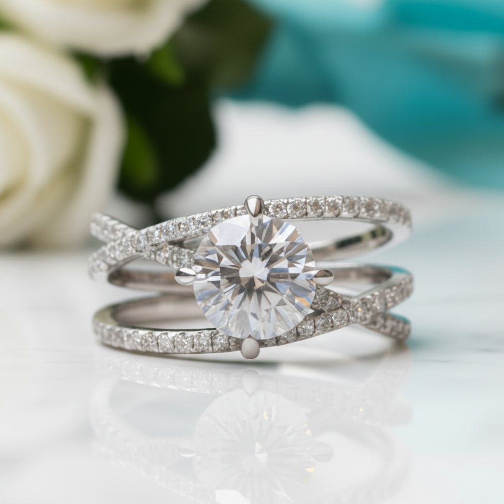 1ct Round Cut Eternal Love Diamond Option Engagement Ring - Evani Naomi Jewelry