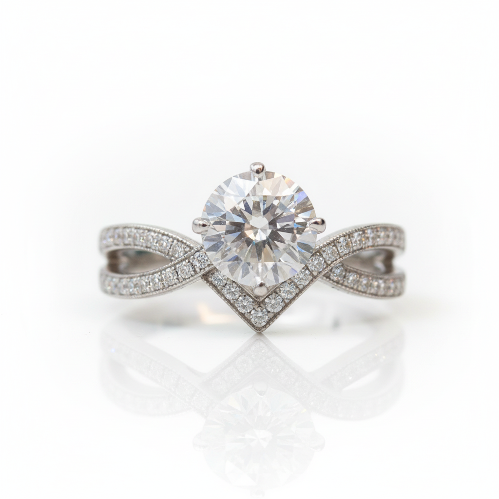 1ct Round Cut Four Claws Diamond OptionEngagement Ring - Evani Naomi Jewelry
