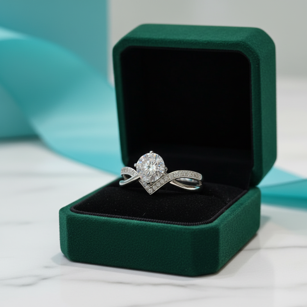 1ct Round Cut Four Claws Diamond OptionEngagement Ring - Evani Naomi Jewelry