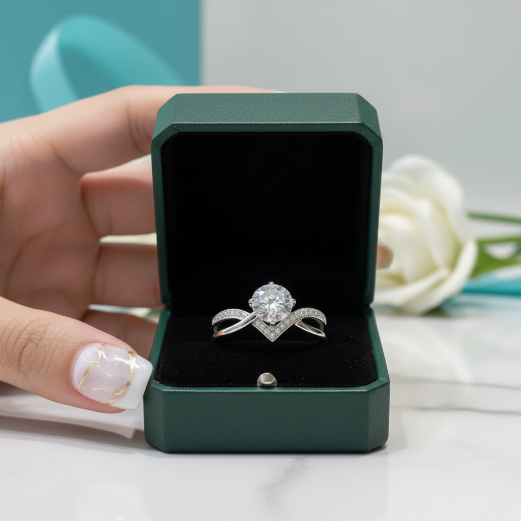 1ct Round Cut Four Claws Diamond OptionEngagement Ring - Evani Naomi Jewelry