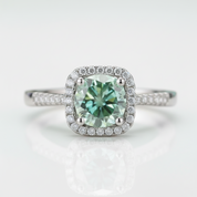 1ct Round Green Diamond OptionHalo Engagement Ring - Evani Naomi Jewelry
