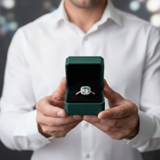 1ct Round Green Diamond OptionHalo Engagement Ring - Evani Naomi Jewelry