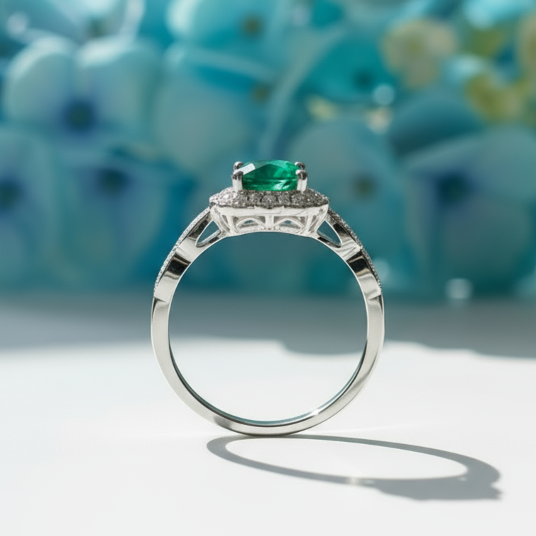 2 ct Vintage Halo Round Cut Diamond Engagement Ring-Evani Naomi Jewelry