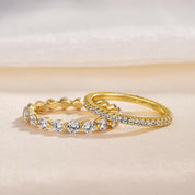 2 pcs Women's Stackable Yellow Gold Wedding Band Set-Evani Naomi Jewelry