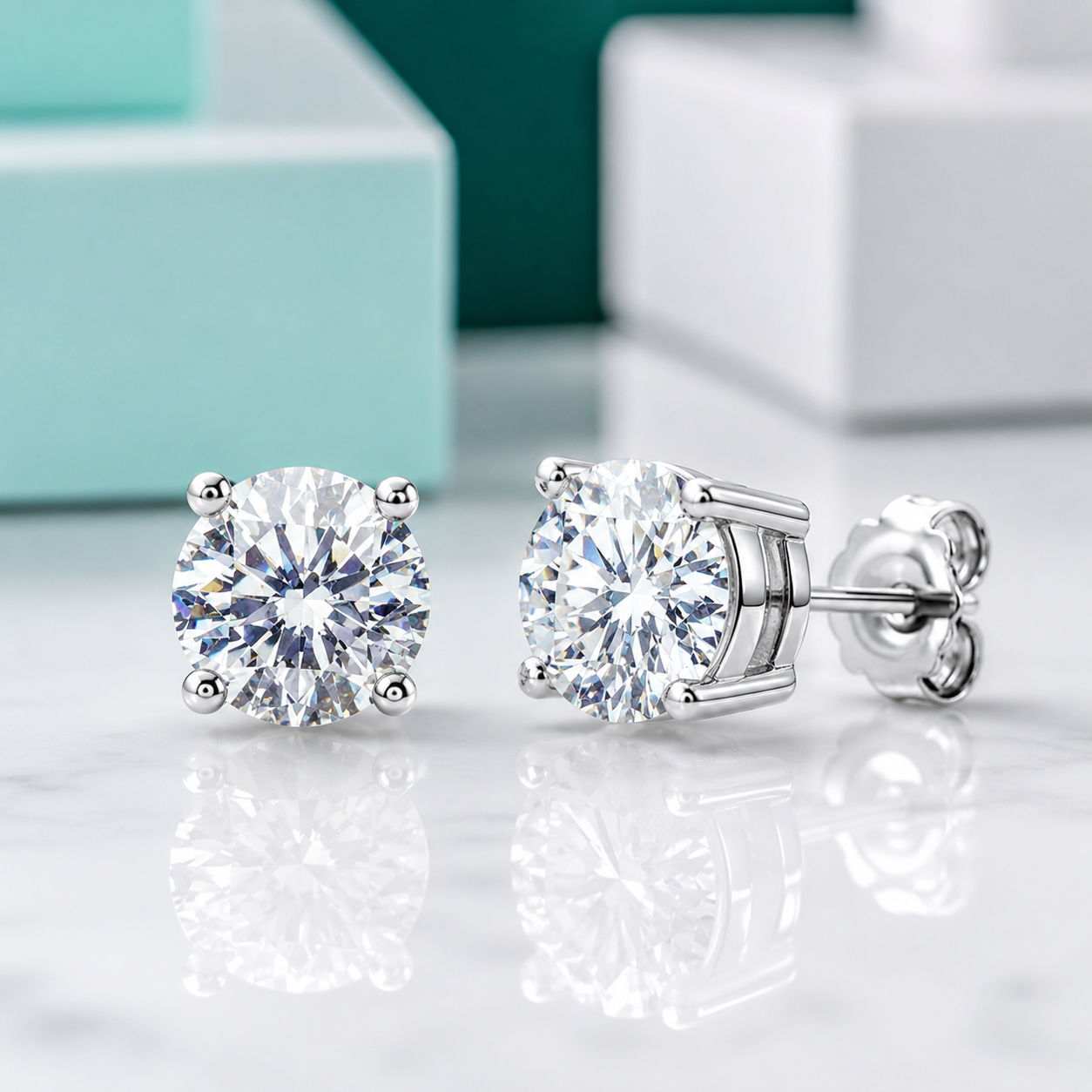 2.0 Ct Round Cut Diamond OptionStud Earrings