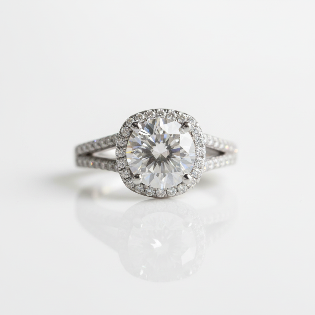 2.0 Carat Round Cut Diamond Option Split Shank Engagement Ring - Evani Naomi Jewelry