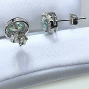 2.0 Ct Apple Green Oval Diamond Halo Stud Earrings-Evani Naomi Jewelry