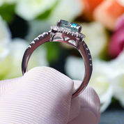 2.0 Ct Blue Green Round Diamond Halo Engagement Ring-Evani Naomi Jewelry