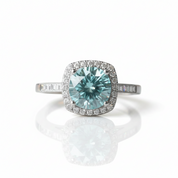 2.0 Ct Blue Green Round Diamond Option Halo Engagement Ring - Evani Naomi Jewelry