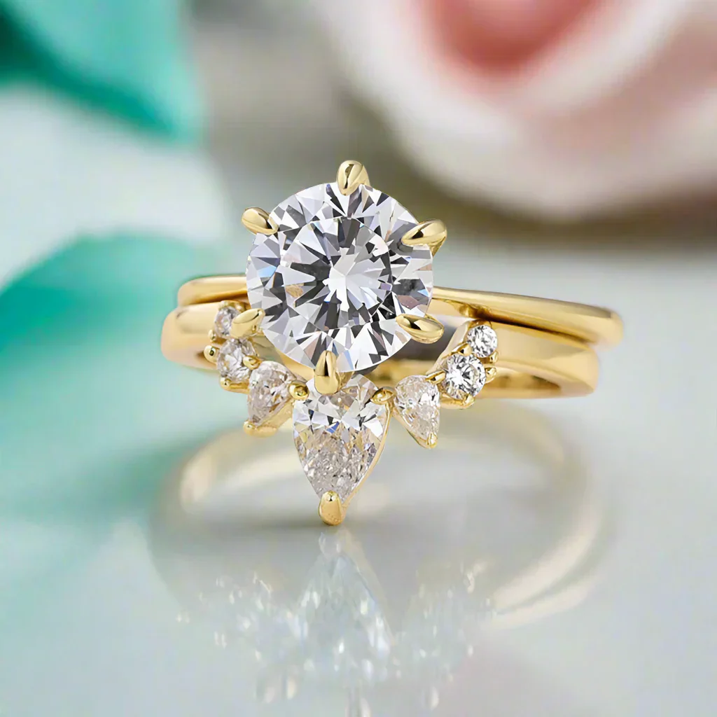 2.0 Ct Classic Round Cut Yellow Gold Solitaire Wedding Set-Evani Naomi Jewelry