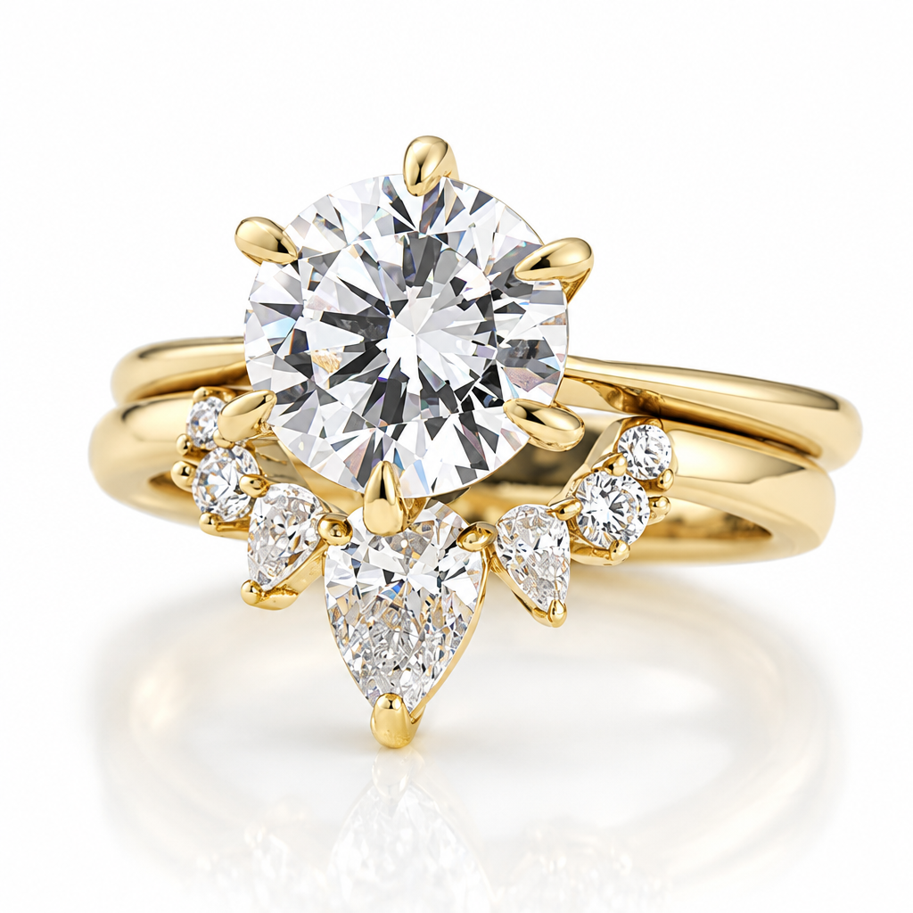 2.0 Ct Classic Round Cut Yellow Gold Diamond Solitaire Wedding Set-Evani Jewelry
