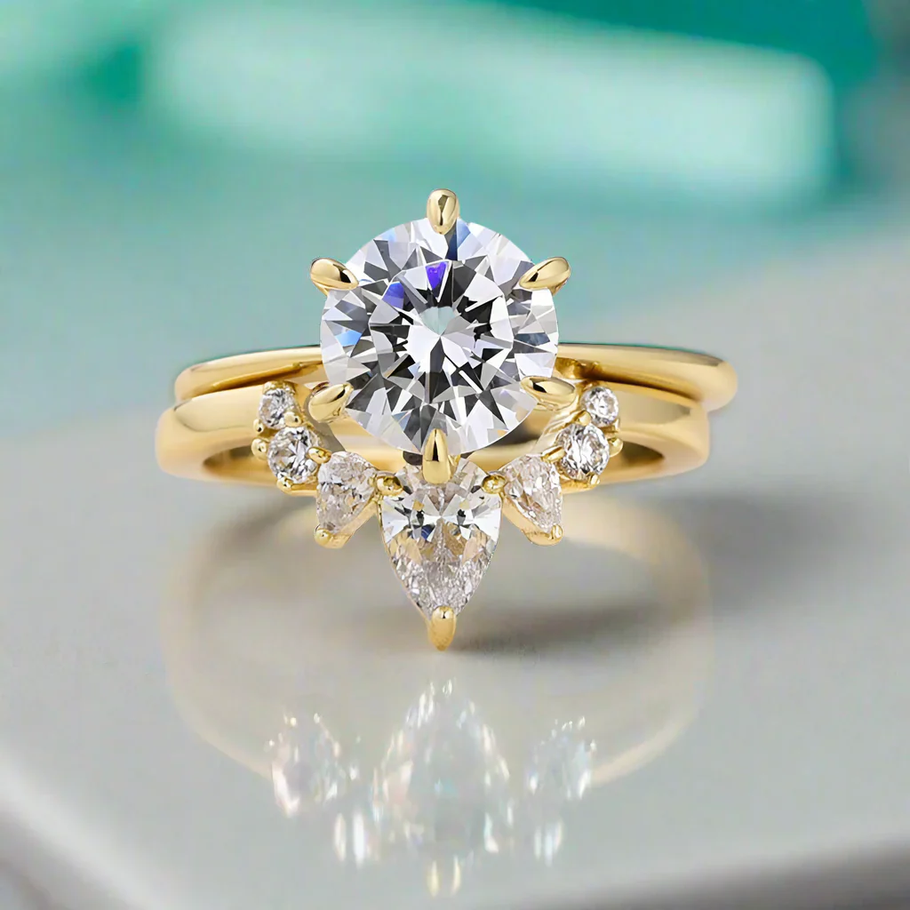 2.0 Ct Classic Round Cut Yellow Gold Solitaire Wedding Set-Evani Naomi Jewelry