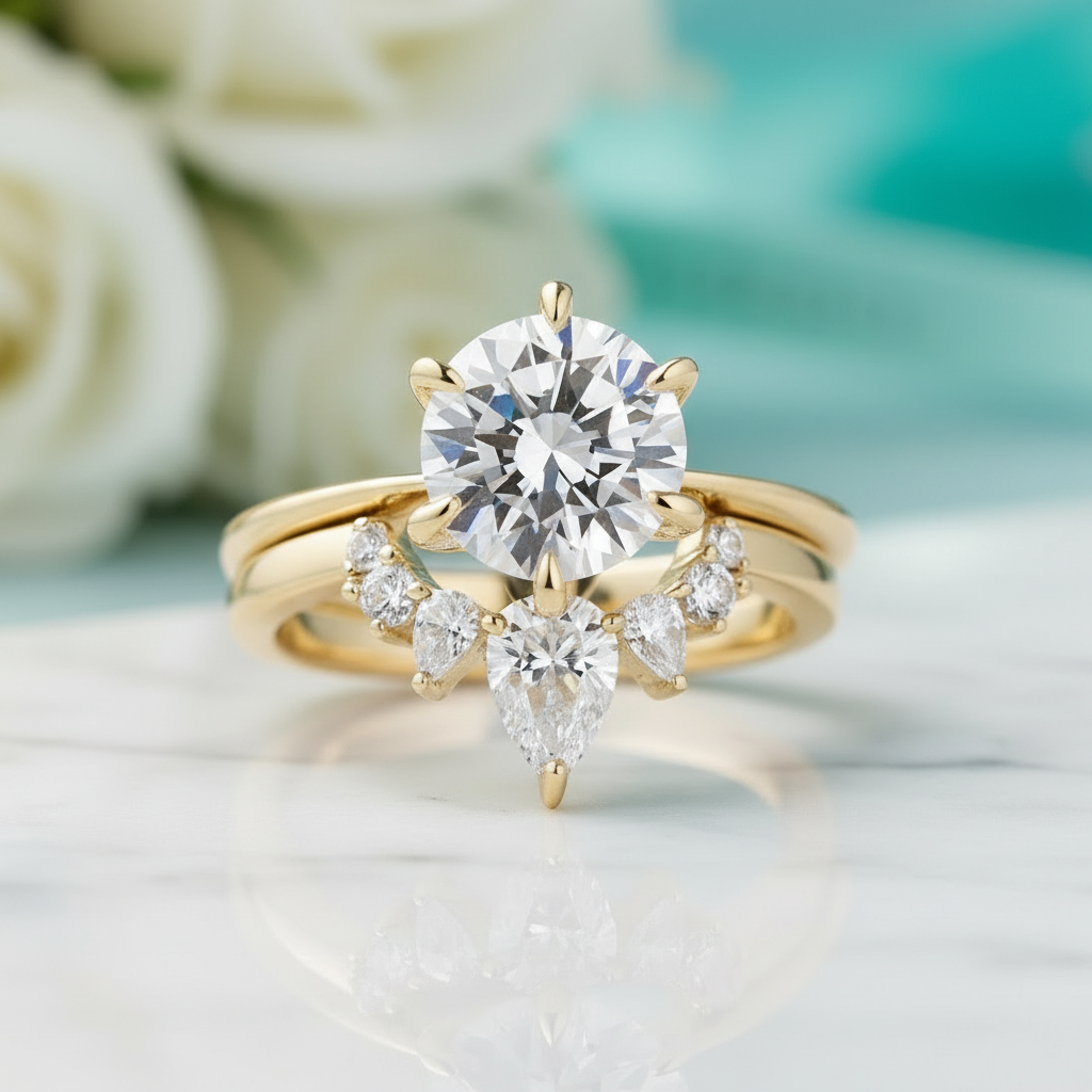 2.0 Ct Classic Round Cut Yellow Gold Diamond Solitaire Wedding Set-Evani Jewelry