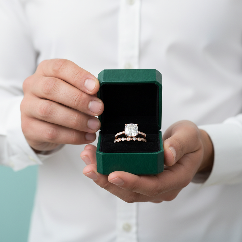 2.0 Ct Cushion Cut Diamond Option Bridal Ring Set - Evani Naomi Jewelry