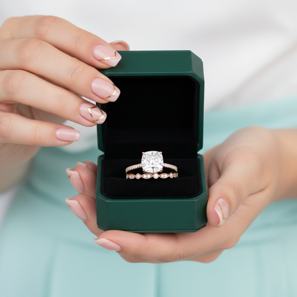 2.0 Ct Cushion Cut Diamond Option Bridal Ring Set - Evani Naomi Jewelry