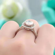 2.0 Ct Cushion Cut Diamond Double Halo Engagement Ring-Evani Naomi Jewelry