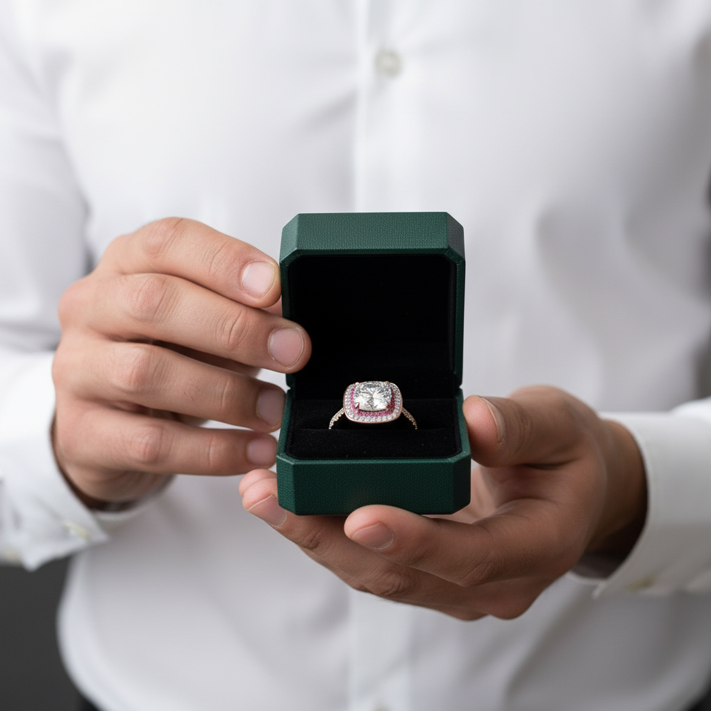 2.0 Ct Cushion Cut Diamond Option Double Halo Engagement Ring - Evani Naomi Jewelry