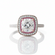 2.0 Ct Cushion Cut Diamond Option Double Halo Engagement Ring - Evani Naomi Jewelry