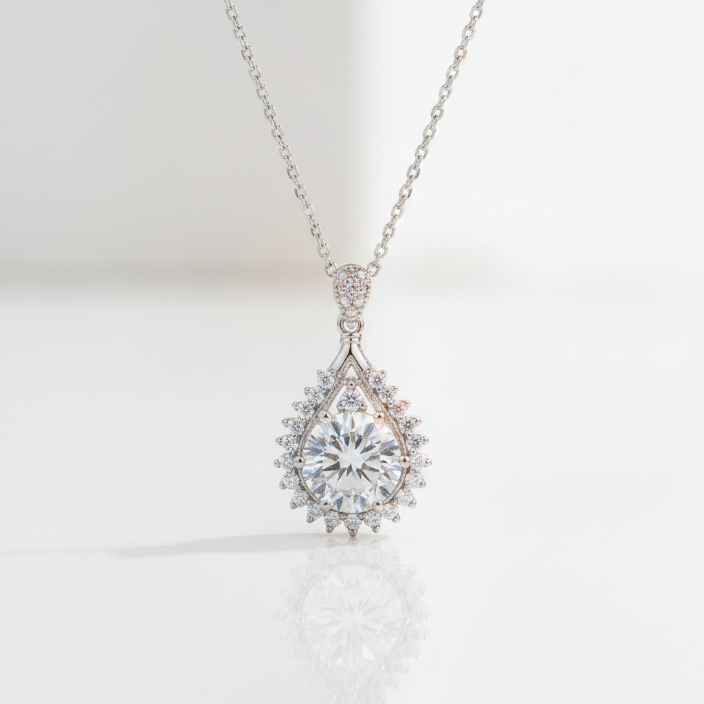 2.0 Ct Diamond OptionWater Drop Shaped Pendant Necklace