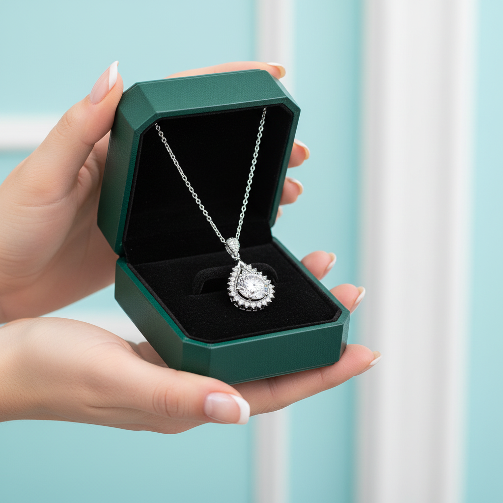 2.0 Ct Diamond OptionWater Drop Shaped Pendant Necklace