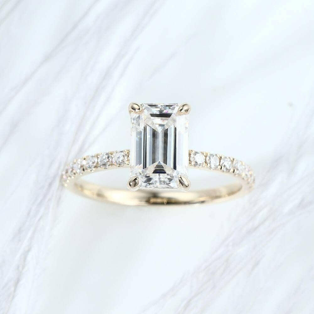 2.0 Ct Emerald Cut 14K Yellow Gold Engagement Ring-Evani Naomi Jewelry
