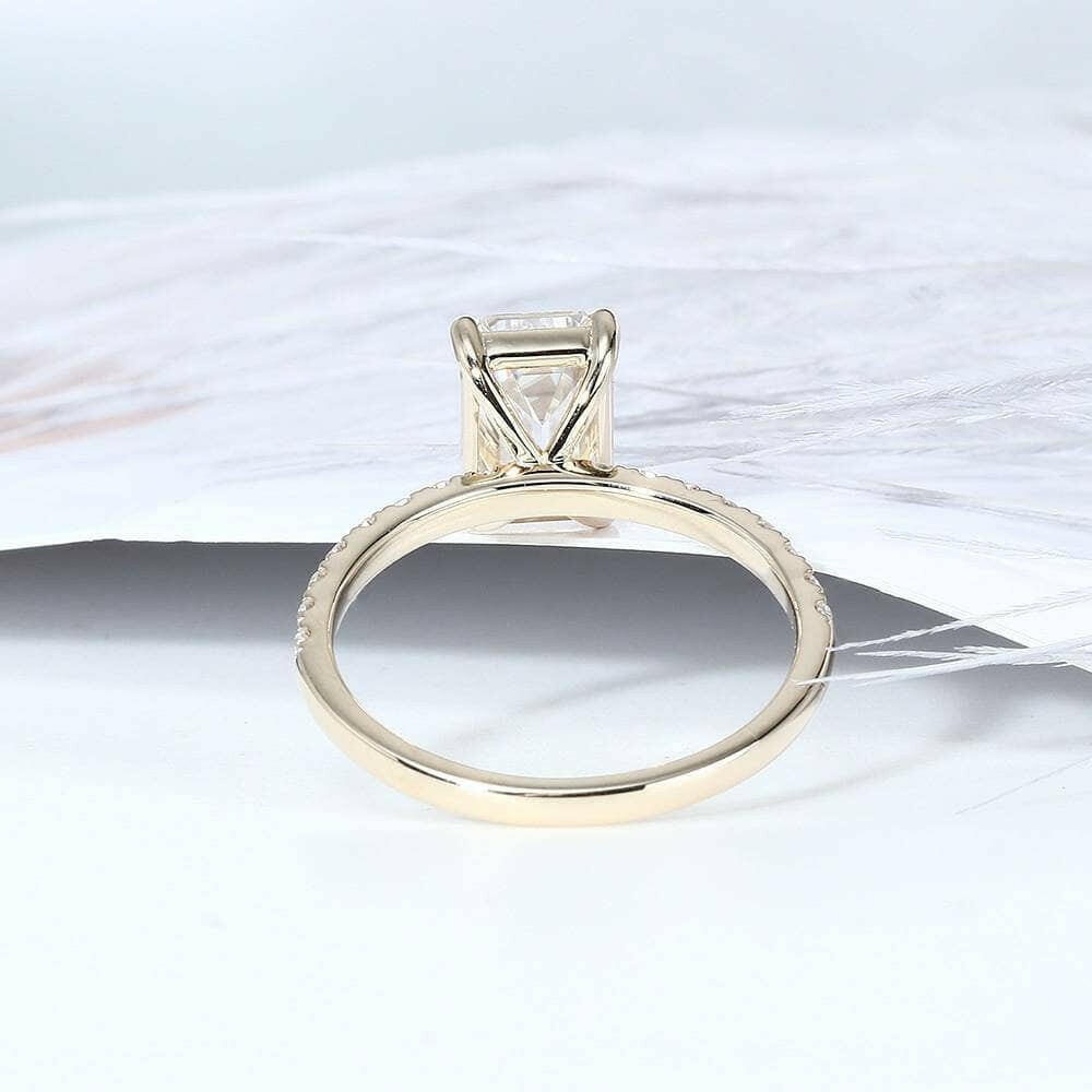2.0 Ct Emerald Cut 14K Yellow Gold Engagement Ring-Evani Naomi Jewelry