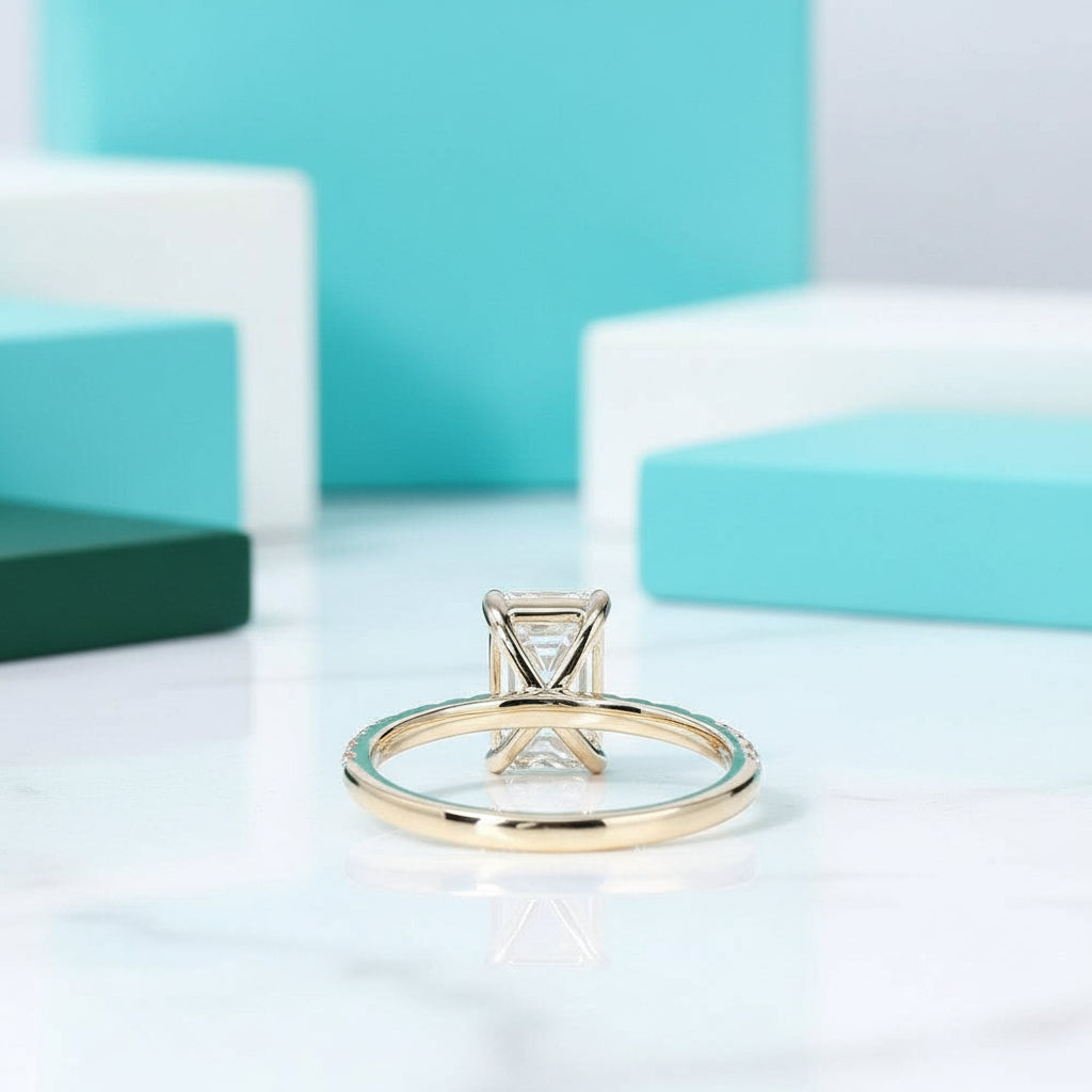 2.0 Ct Emerald Cut 14K Yellow Gold Engagement Ring-Evani Jewelry
