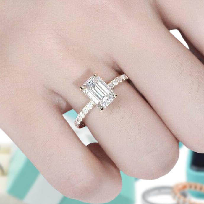 2.0 Ct Emerald Cut 14K Yellow Gold Engagement Ring-Evani Naomi Jewelry