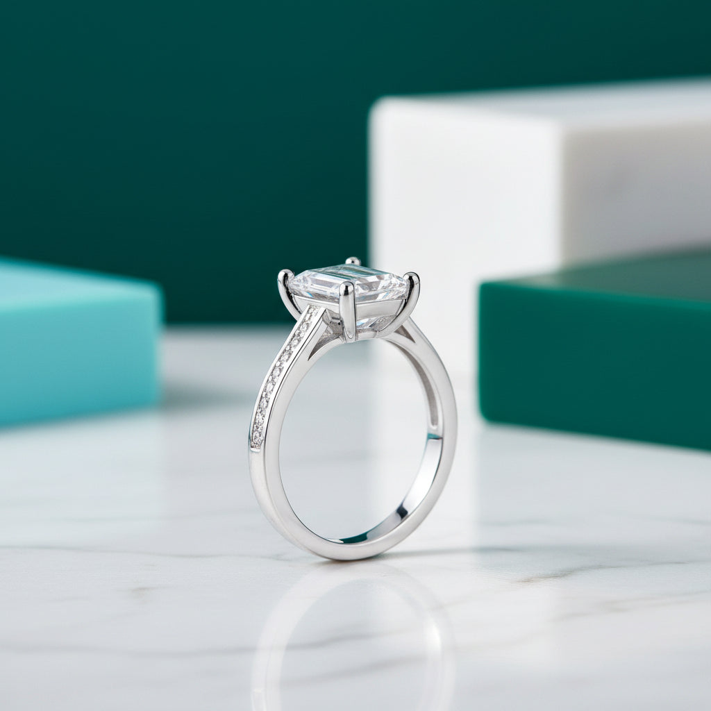 2.0 Ct Emerald Cut Diamond Engagement Ring-Evani Jewelry