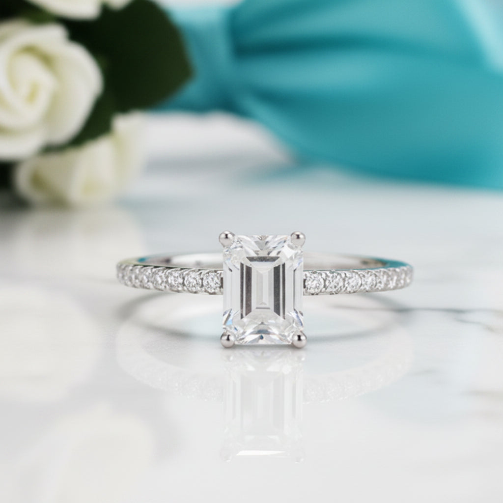 2.0 Ct Emerald Cut Diamond Engagement Ring-Evani Jewelry