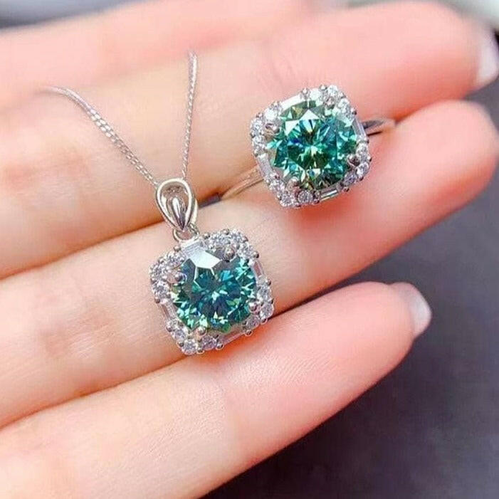 2.0 Ct Green Diamond Jewelry Set-Evani Naomi Jewelry