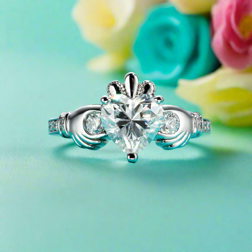 2.0 Ct Heart Cut Diamond Celtic Knot Crown Engagement Ring-Evani Jewelry