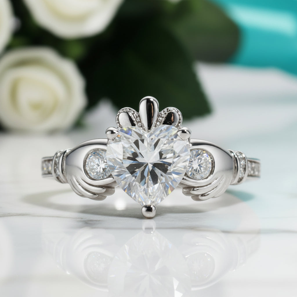 2.0 Ct Heart Cut Diamond Option Celtic Knot Crown Engagement Ring