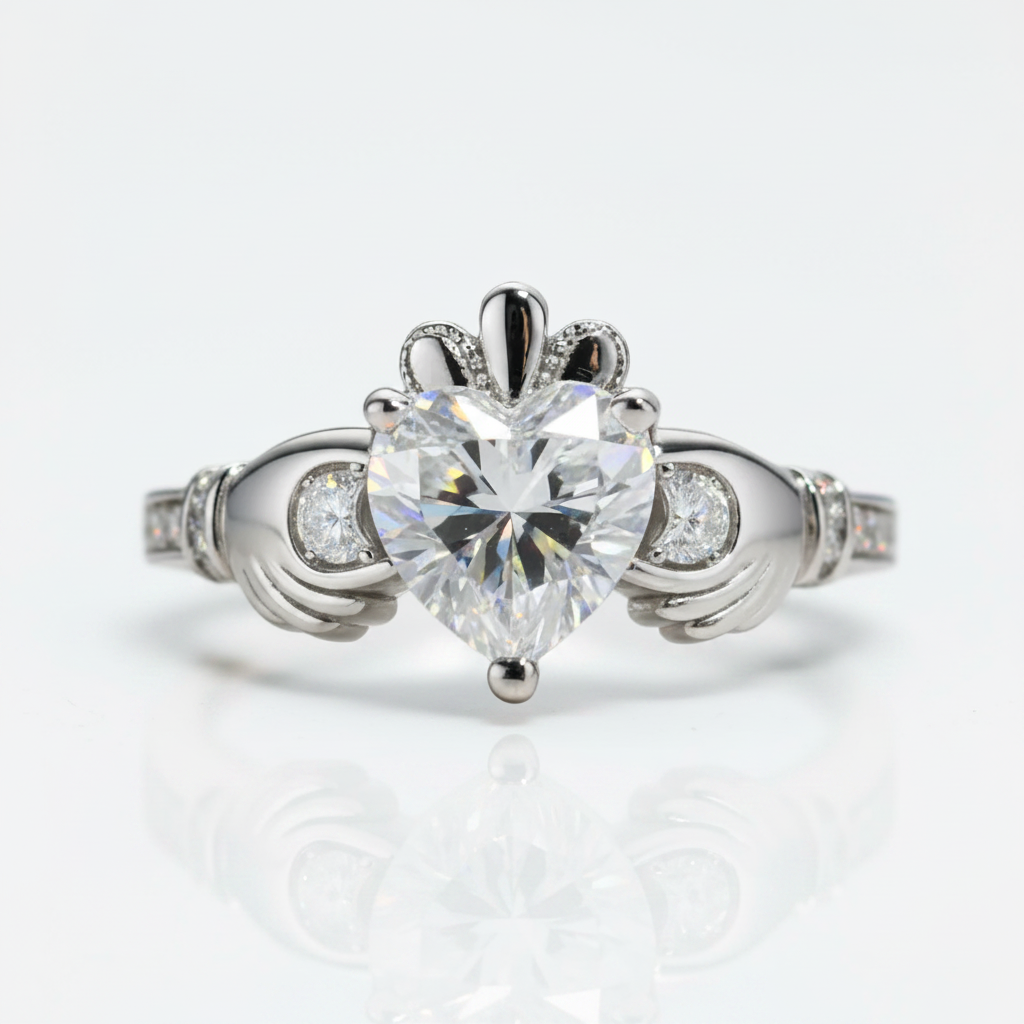 2.0 Ct Heart Cut Diamond Option Celtic Knot Crown Engagement Ring