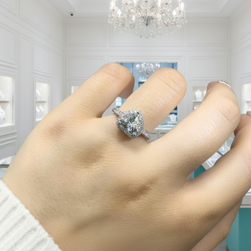 2.0 Ct Heart Cut Diamond Halo Engagement Ring-Evani Jewelry