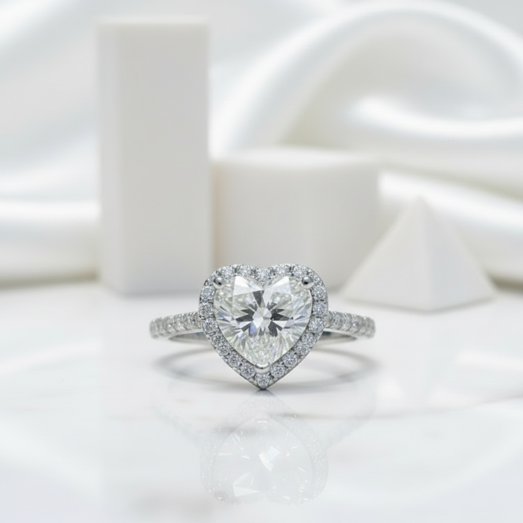2.0 Ct Heart Cut Diamond Halo Engagement Ring-Evani Jewelry