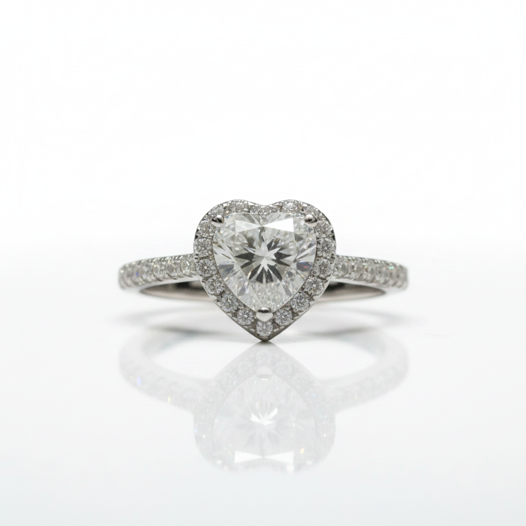 2.0 Ct Heart Cut Halo Engagement Ring - Evani Naomi Jewelry